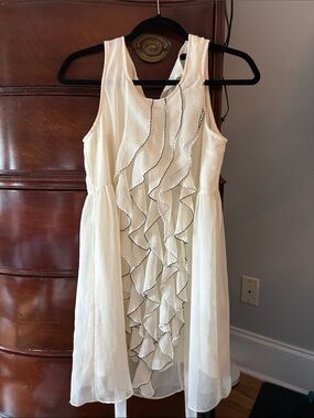 Ark & Co Ivory Ruffle Front Sleeveless Dress